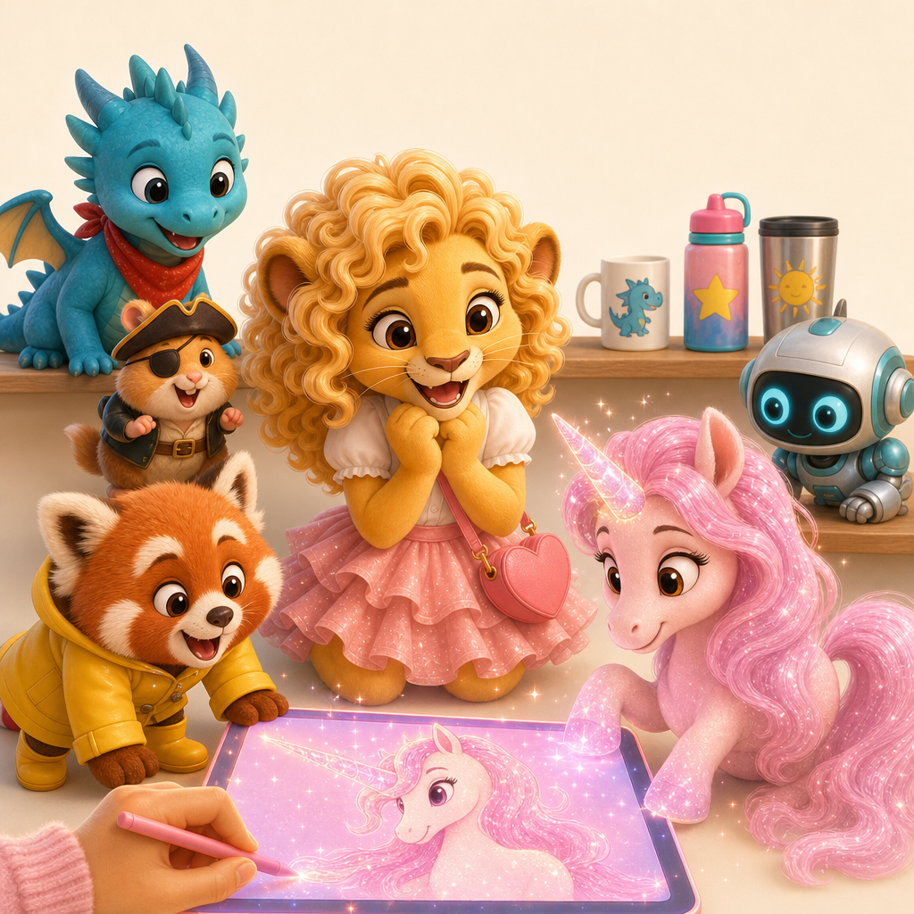 Rosi watching a child sketch a character
