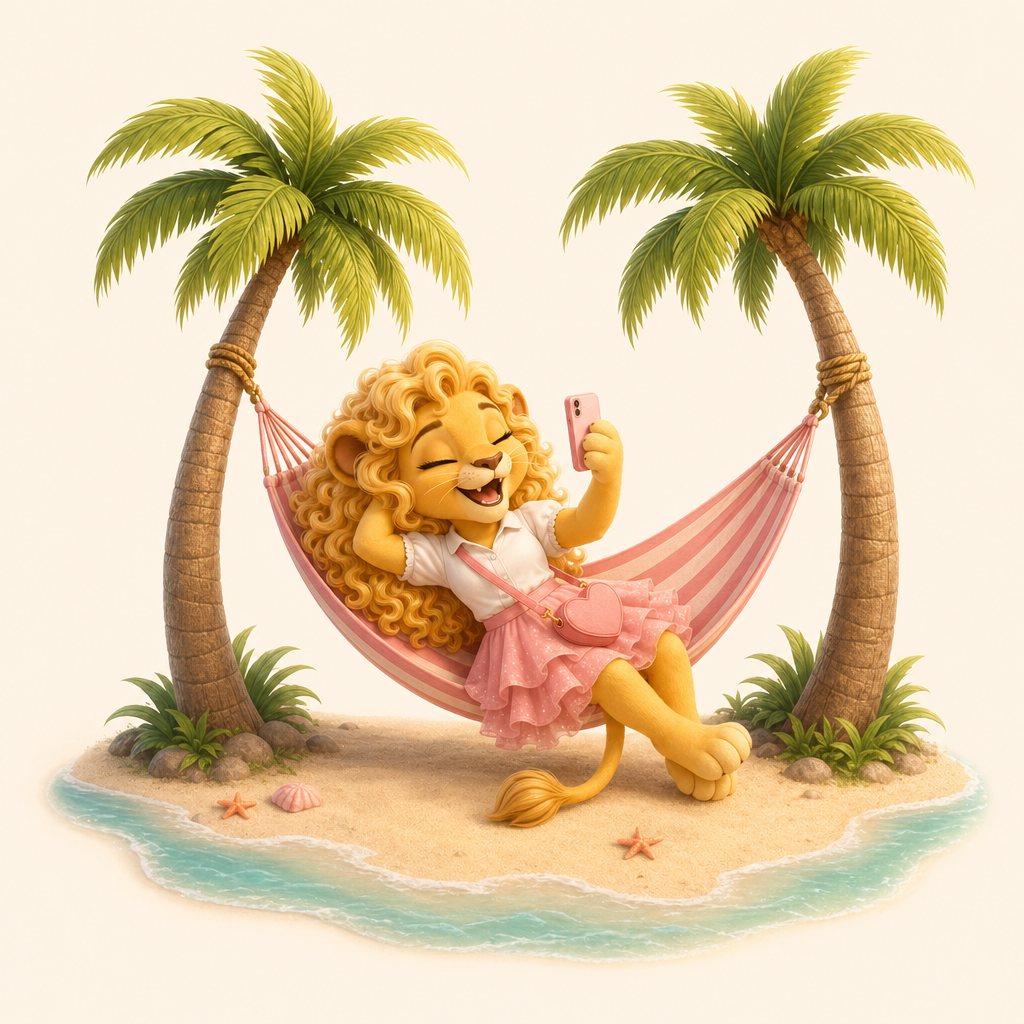 Rosi in a hammock making a story by talking into her phone