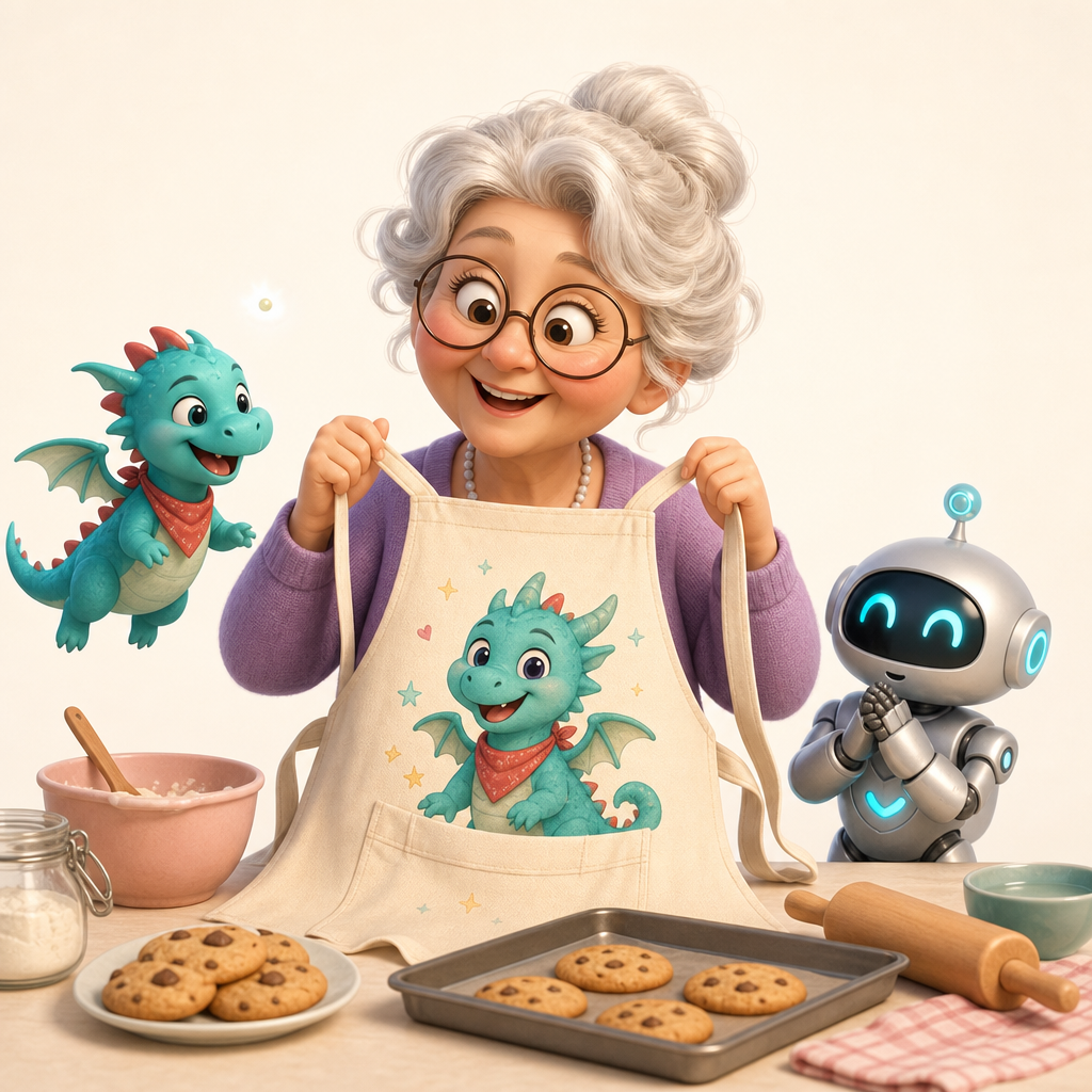 Grandma baking-day apron for visits and sleepovers