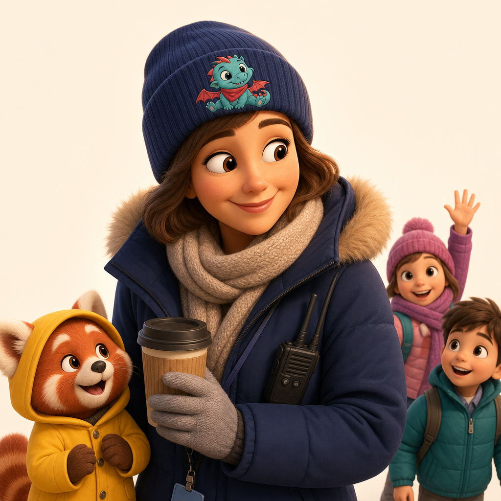 School-run beanie for the grown-up on morning duty