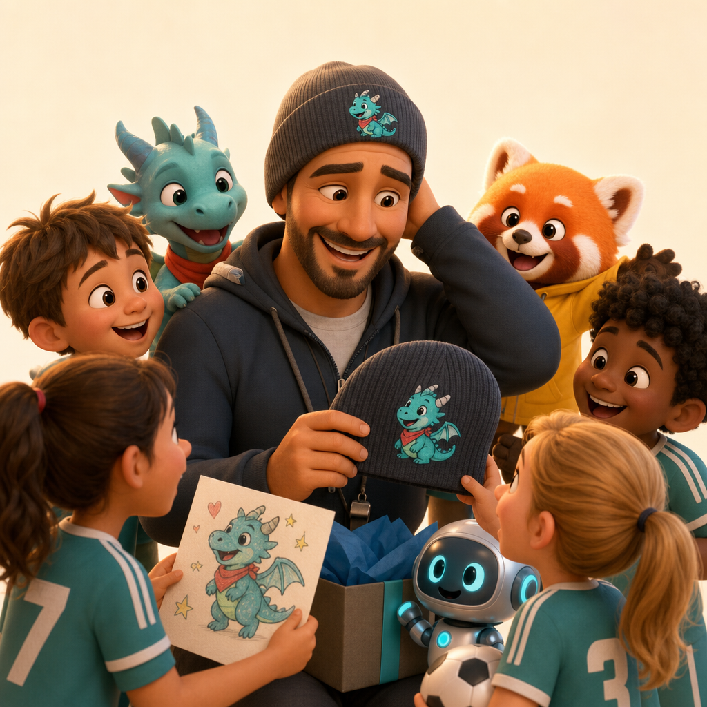 Coach thank-you gift with the team’s invented mascot
