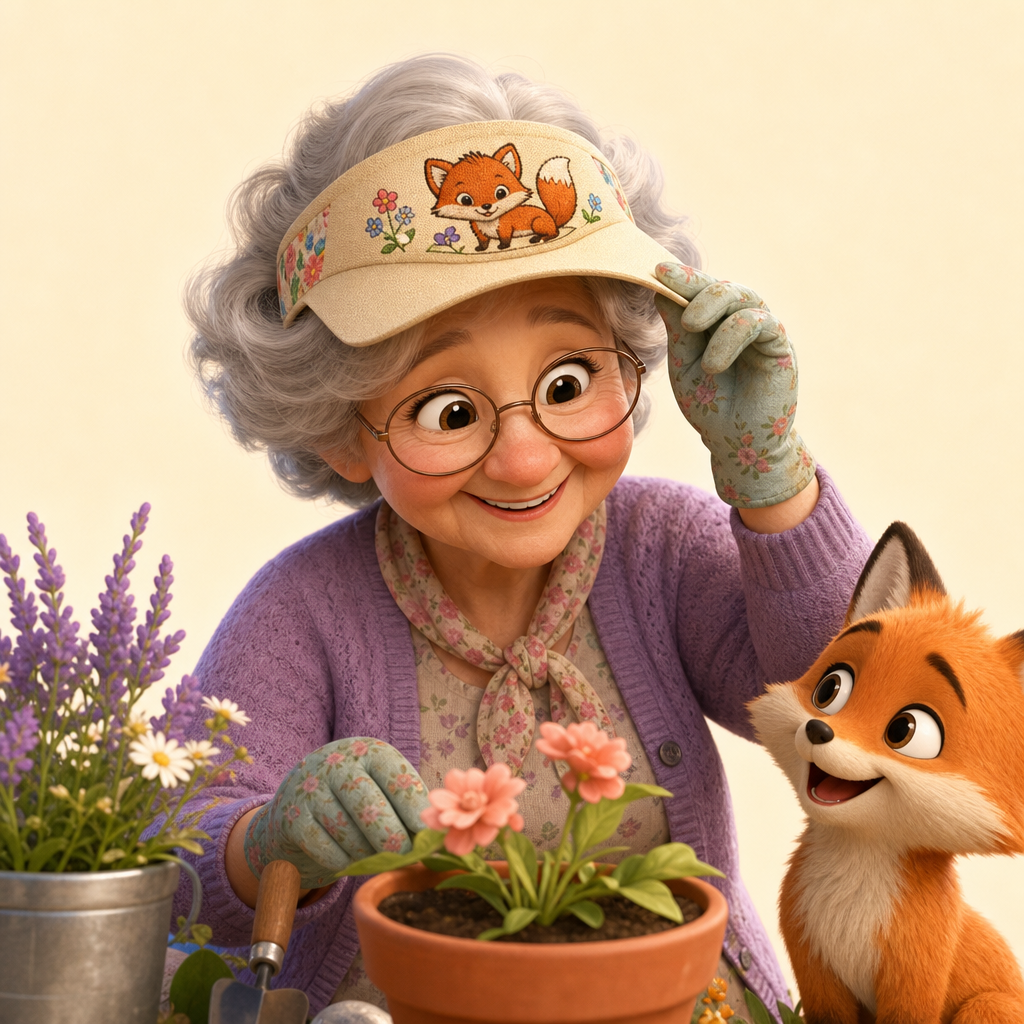Grandma's gardening hat with her favorite kid's fox