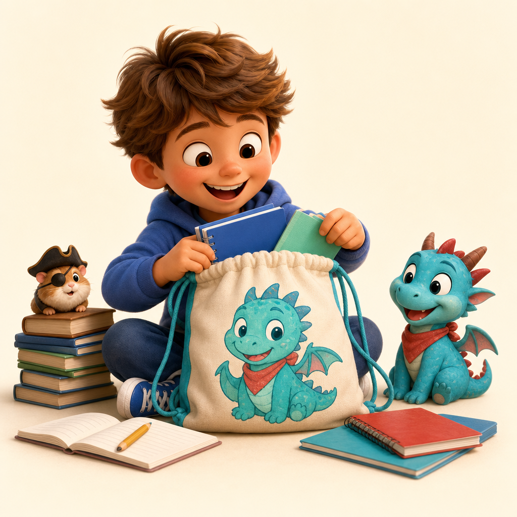 Library day bag for books and reading logs