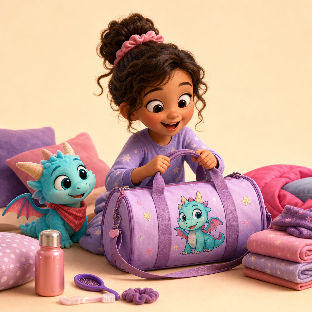 Sleepover bag with their own character on it