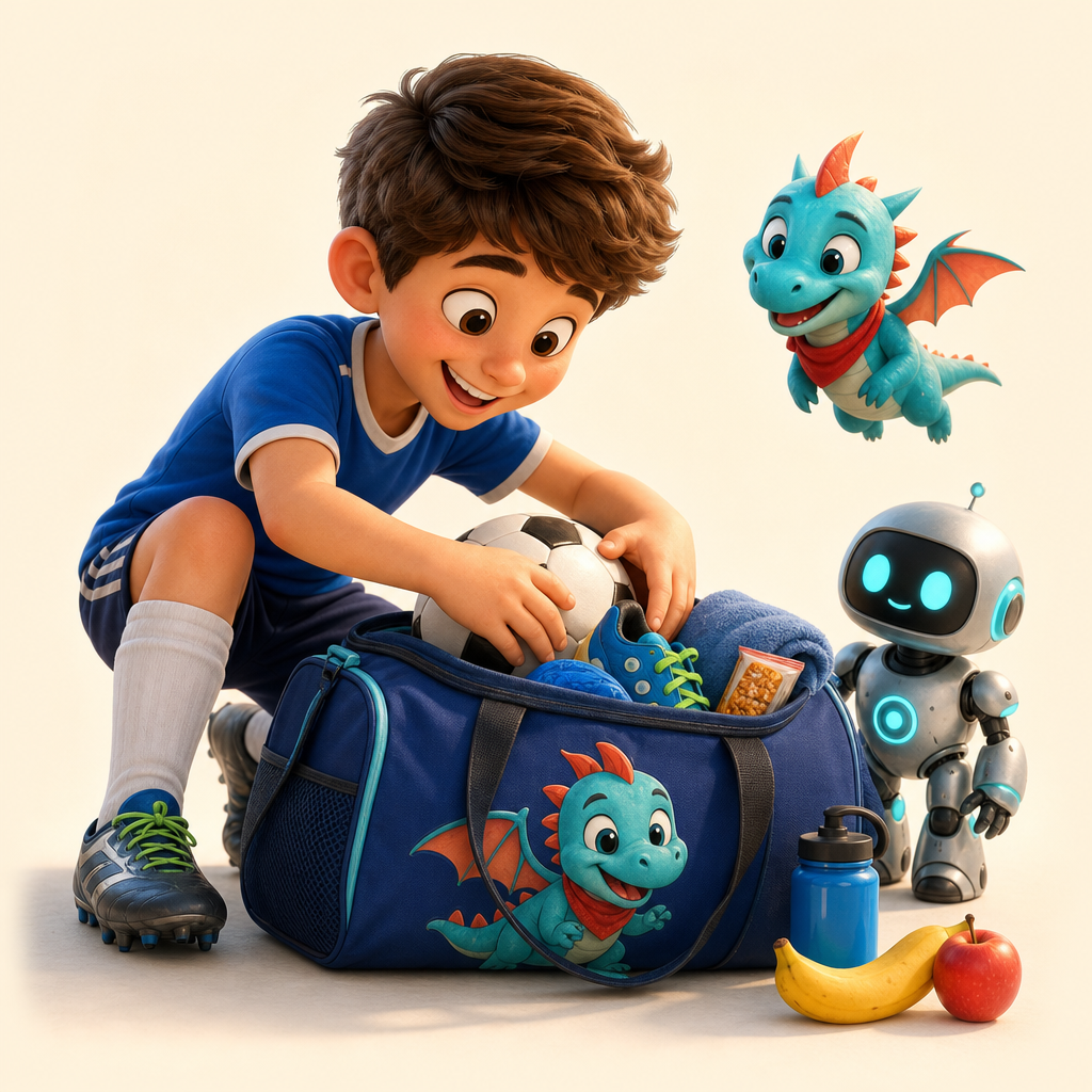 Sports practice bag for cleats, kit, and snacks