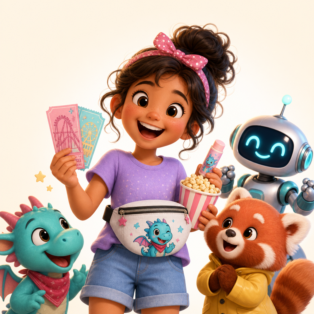Theme park day for tickets, snacks, and lip balm