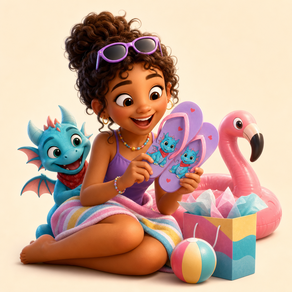 Pool party gift with their own creature on it