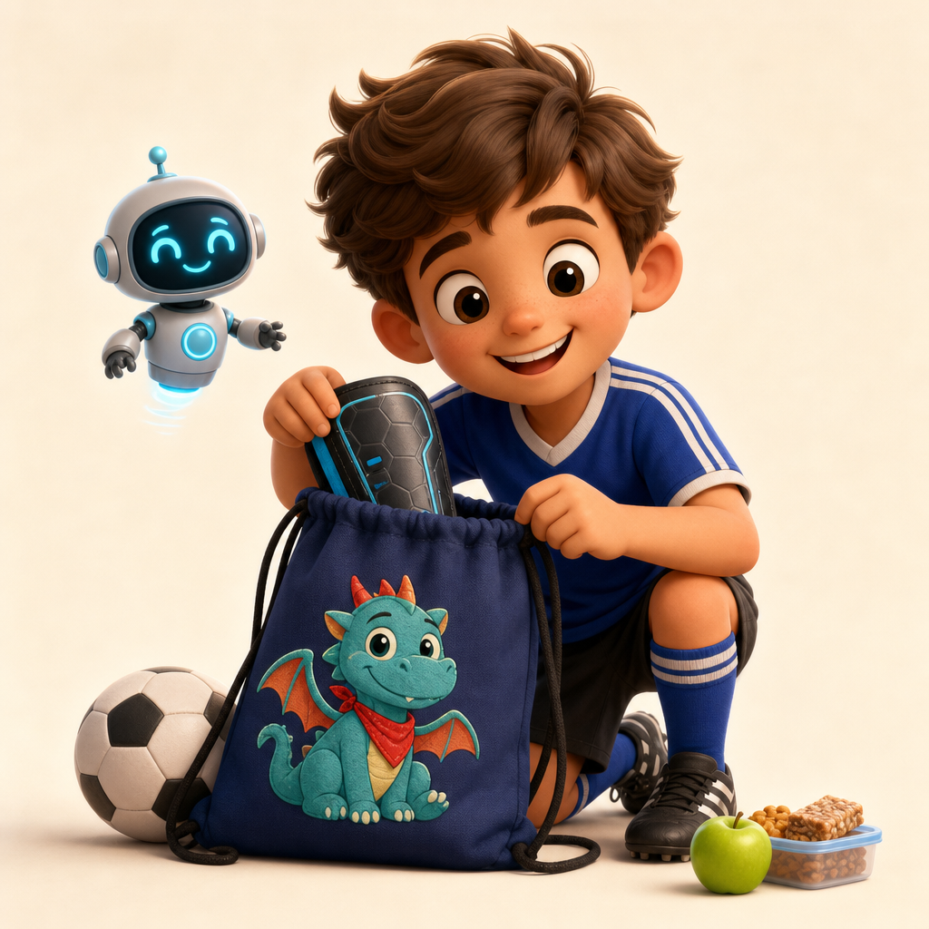 Soccer practice bag for shin guards and a snack