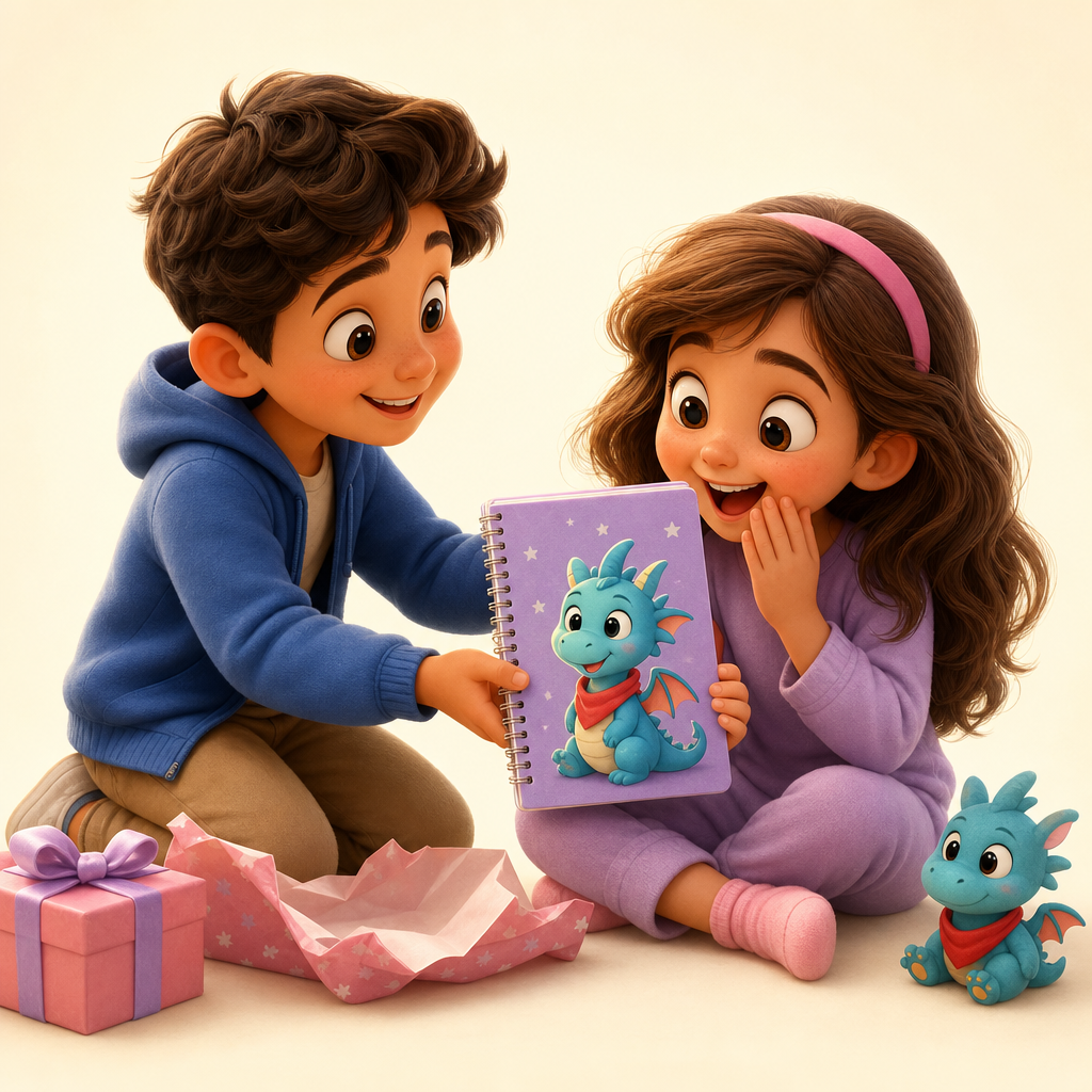 Gift from a sibling with matching characters on the cover