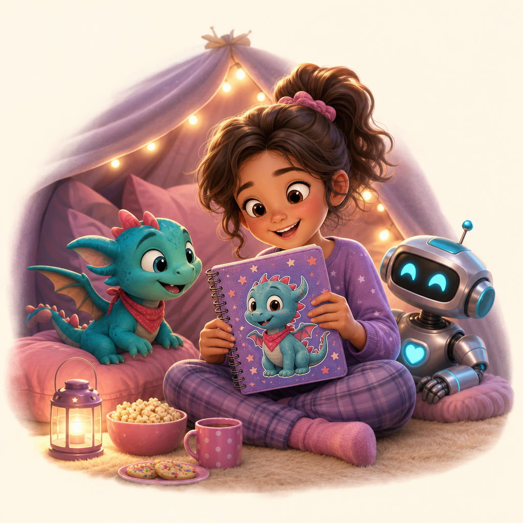 Sleepover journal for stories, games, and secret codes