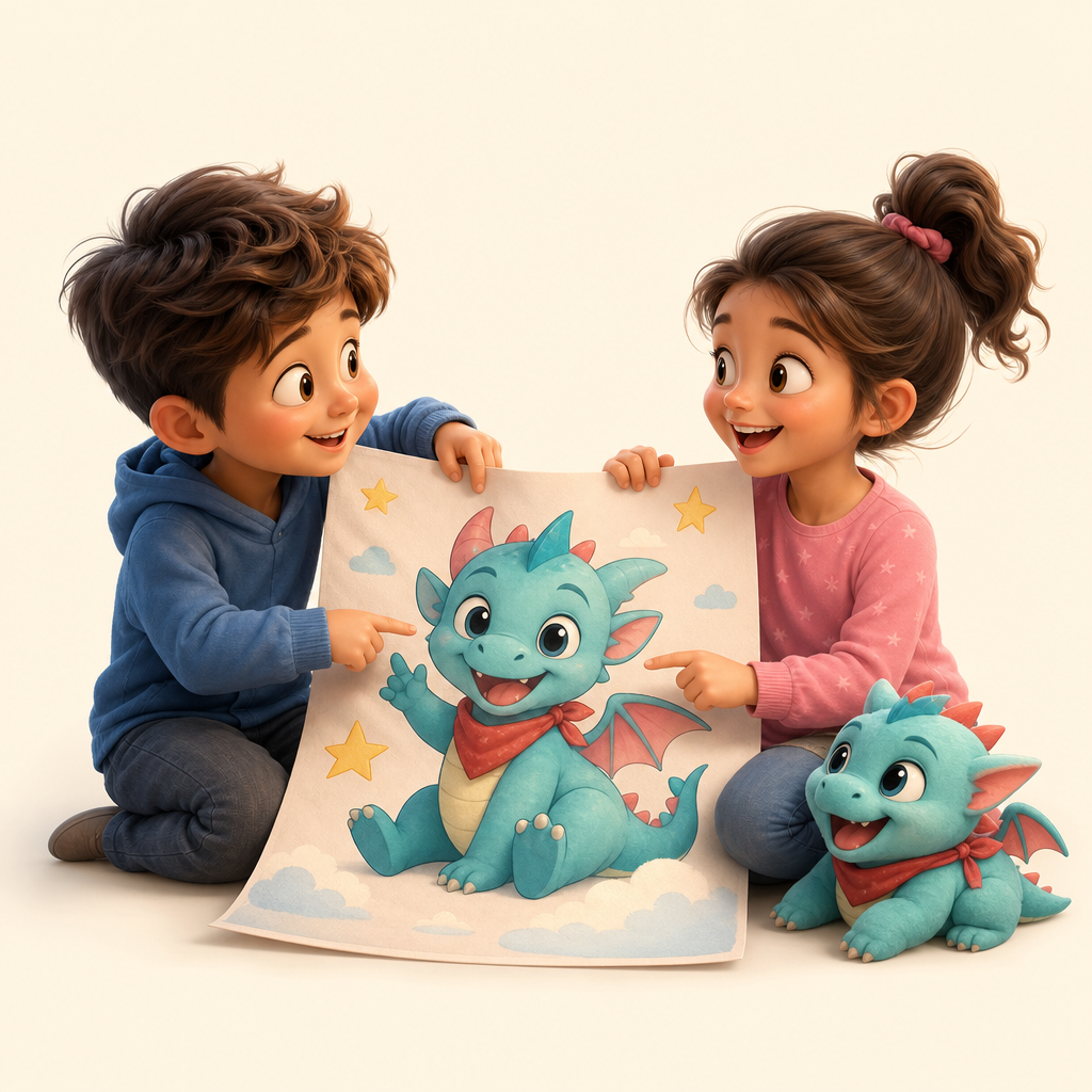 Playroom poster for siblings to point at and tell stories