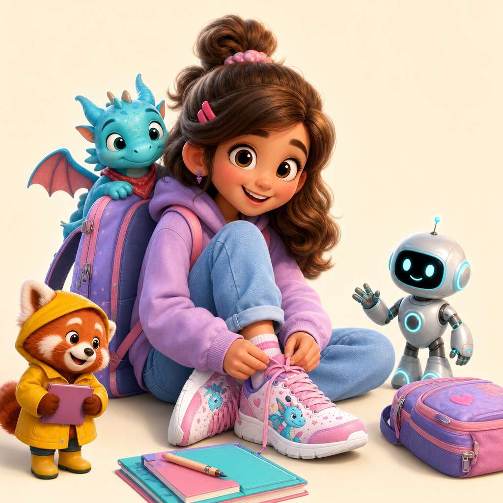 Back-to-school shoes with her own character