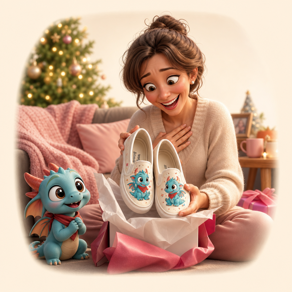 Holiday morning surprise from a child to mom or grandma