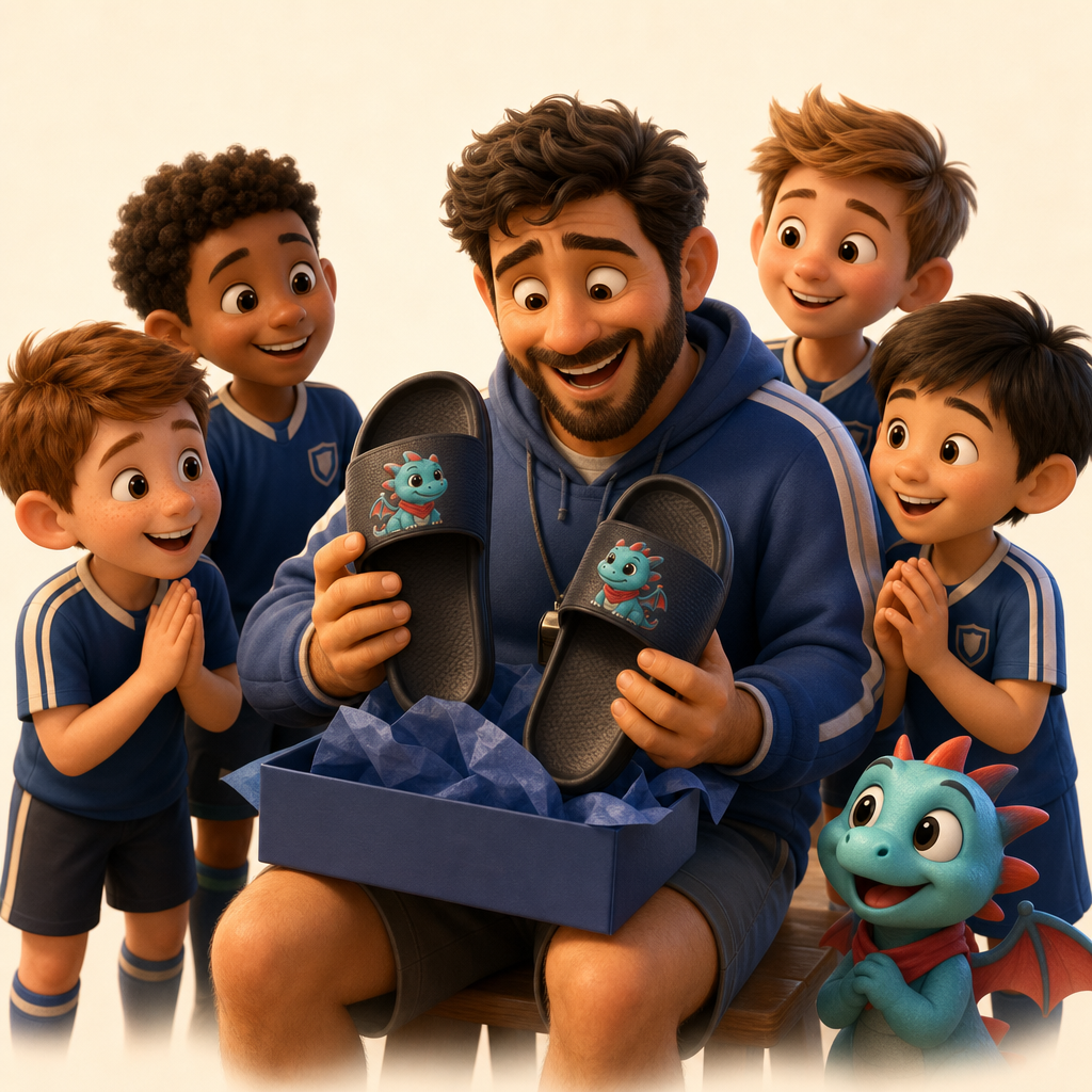 Coach thank-you gift with the team's invented mascot