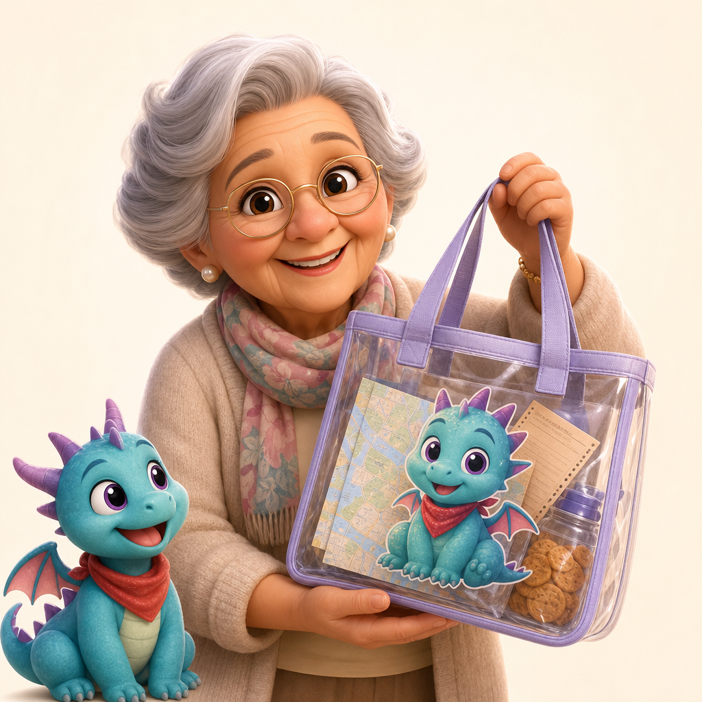 Grandparent outing bag for snacks, tickets, and museum maps