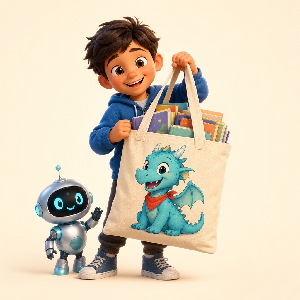 Library tote for the kid who checks out ten books