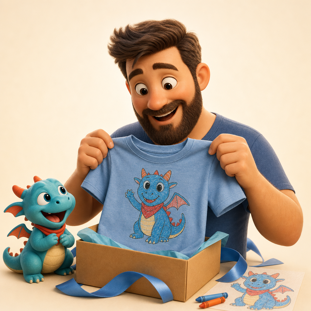 Father's Day shirt with a child's original character