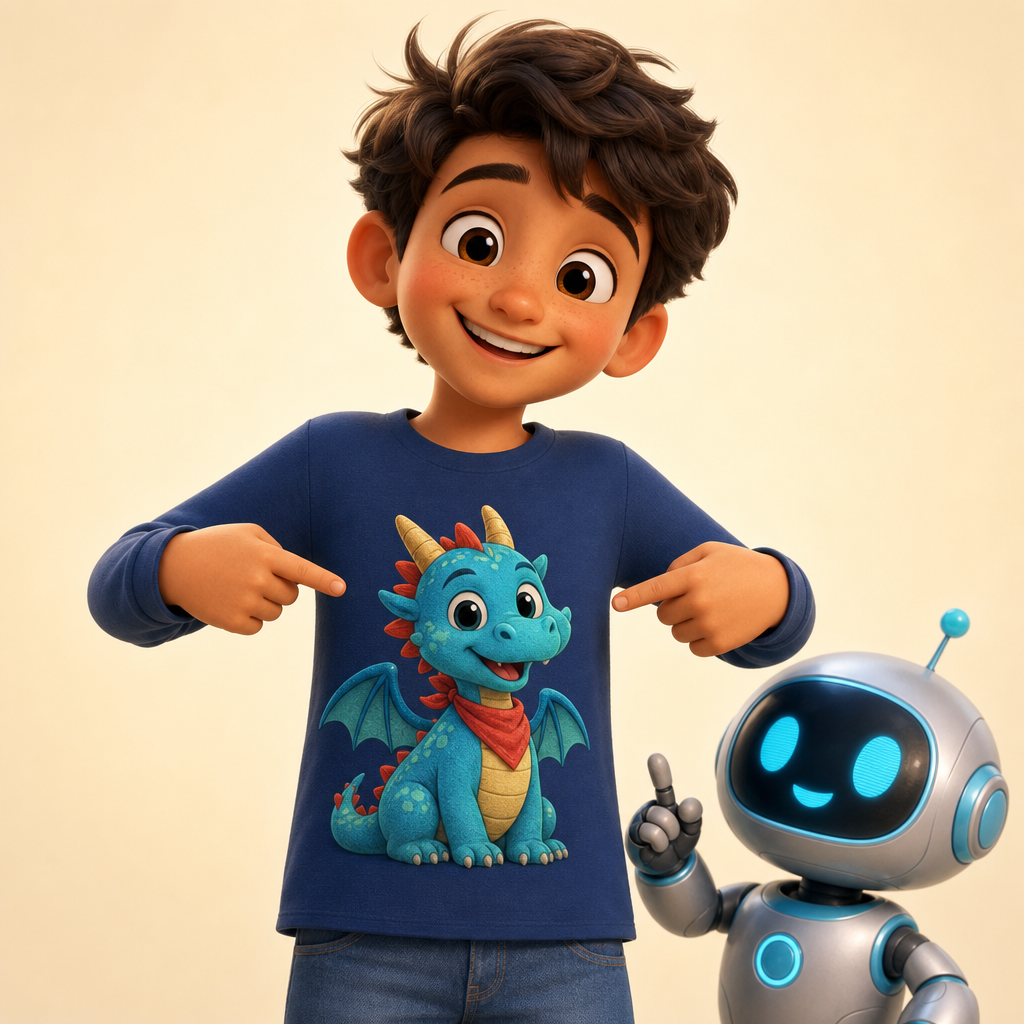 Cool-weather school shirt with their character on it