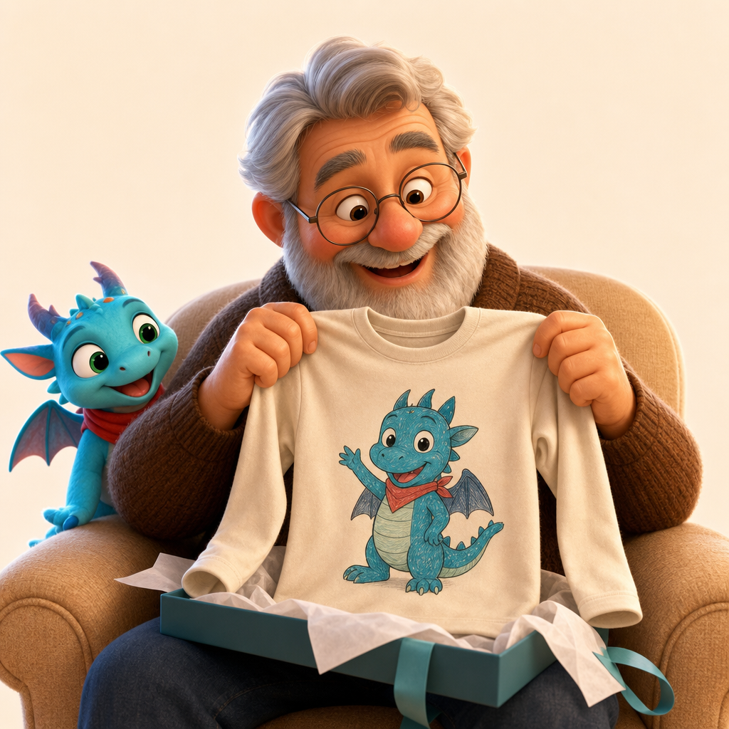 Team or club shirt built around a kid-made mascot