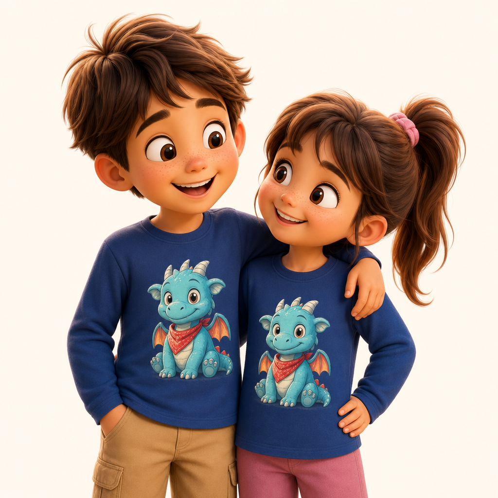 Matching sibling tees from the same story universe