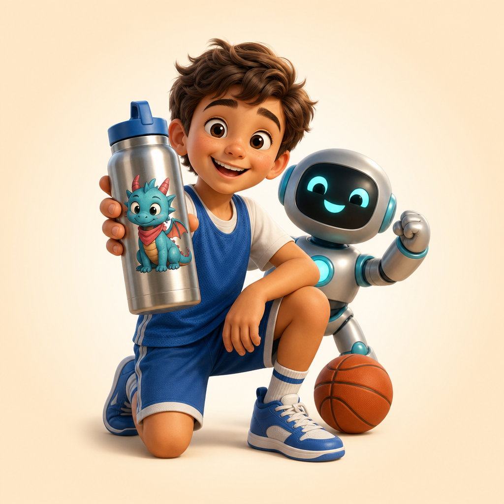 Sports practice drink cup with their team mascot character