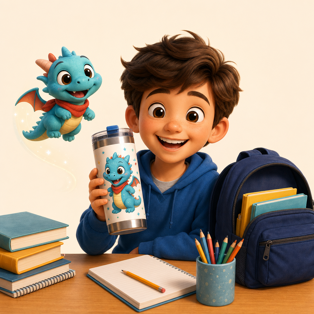 Back-to-school tumbler for desk breaks and after-school clubs